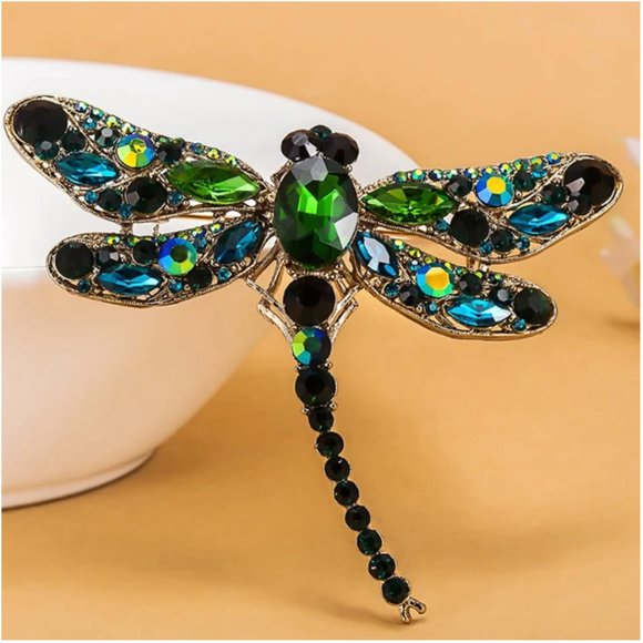 Crystal Vintage Dragonfly Brooch & Necklace - Picture 8 of 9